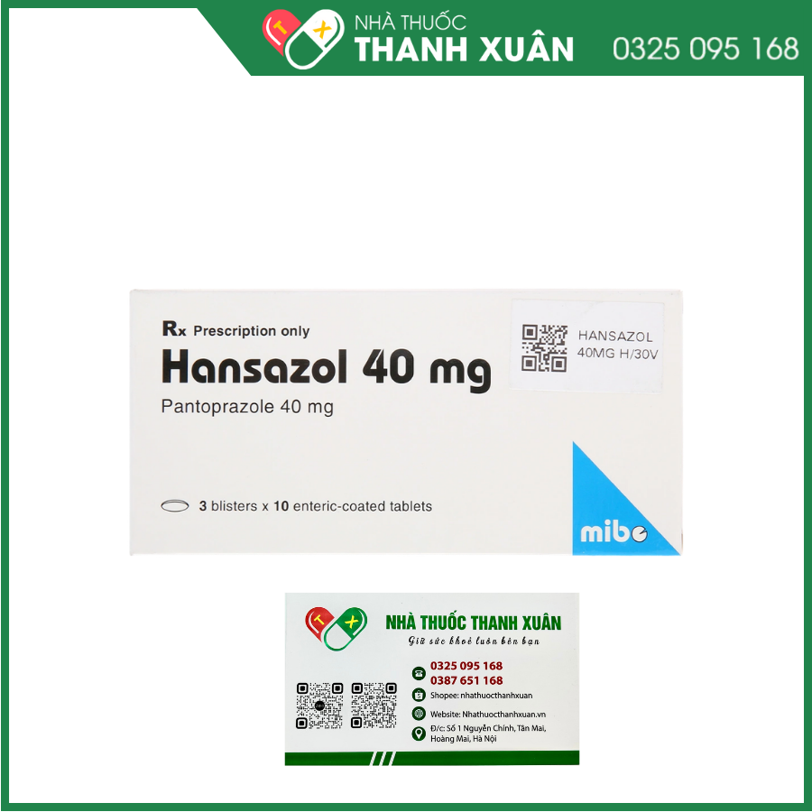 Hansazol 40mg trị trào ngược dạ dày, thực quản